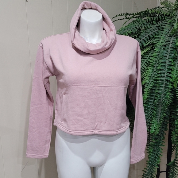 Cropped Pink Long Sleeve Turtleneck Sweatshirt S - Picture 7 of 11